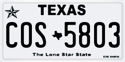 TX license plate COS5803