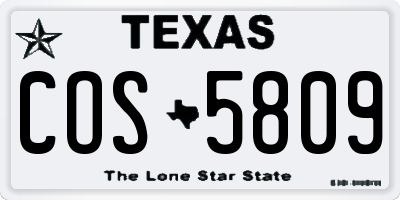 TX license plate COS5809