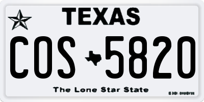 TX license plate COS5820