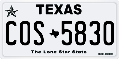 TX license plate COS5830