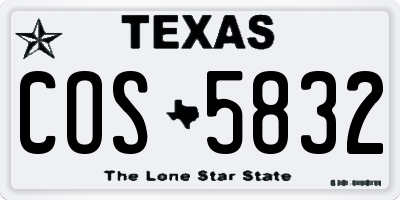 TX license plate COS5832