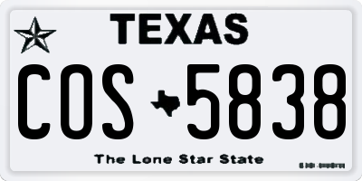 TX license plate COS5838