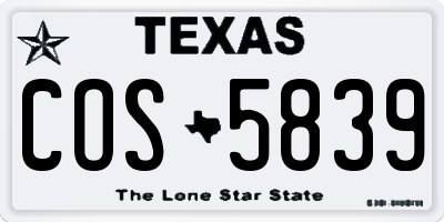 TX license plate COS5839