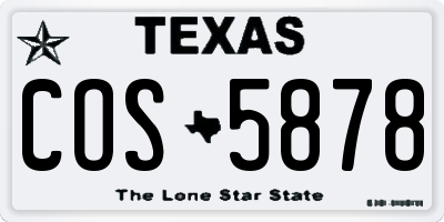 TX license plate COS5878