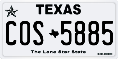 TX license plate COS5885