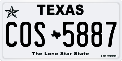 TX license plate COS5887