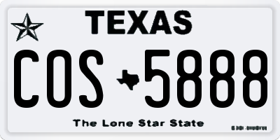 TX license plate COS5888