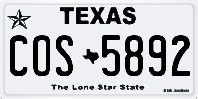 TX license plate COS5892