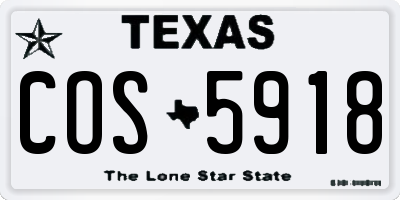 TX license plate COS5918