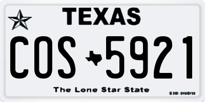 TX license plate COS5921