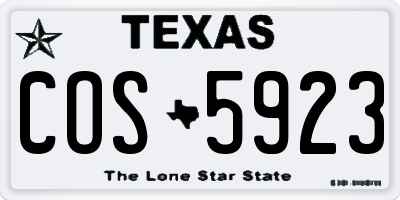 TX license plate COS5923