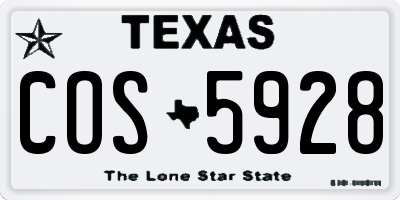 TX license plate COS5928