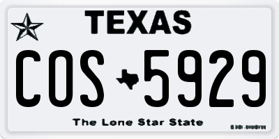 TX license plate COS5929
