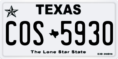 TX license plate COS5930