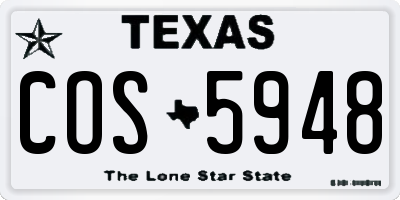 TX license plate COS5948