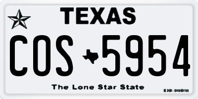 TX license plate COS5954