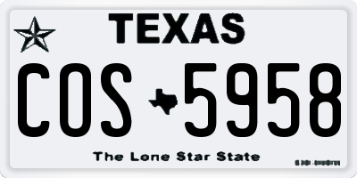 TX license plate COS5958