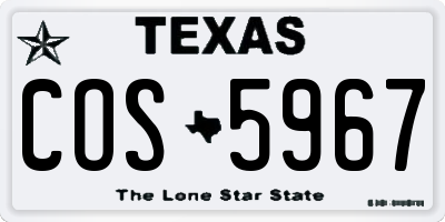 TX license plate COS5967