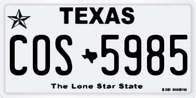 TX license plate COS5985