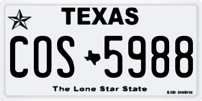 TX license plate COS5988