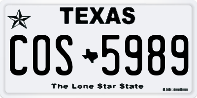 TX license plate COS5989