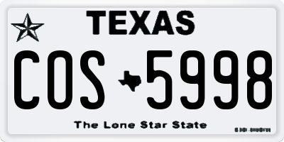TX license plate COS5998