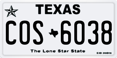 TX license plate COS6038