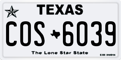 TX license plate COS6039