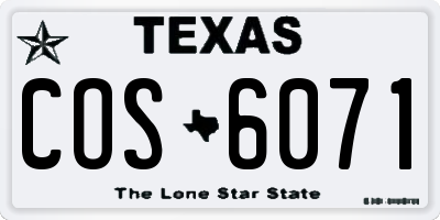 TX license plate COS6071
