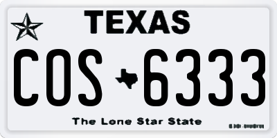 TX license plate COS6333