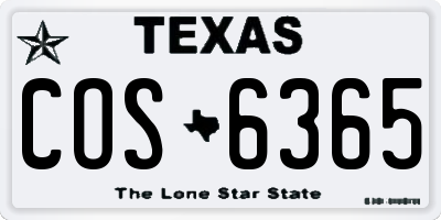 TX license plate COS6365