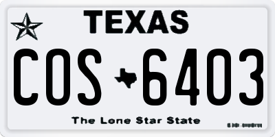 TX license plate COS6403