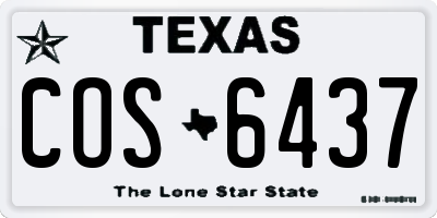 TX license plate COS6437