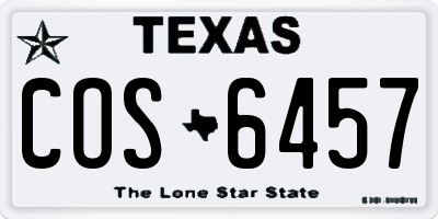 TX license plate COS6457