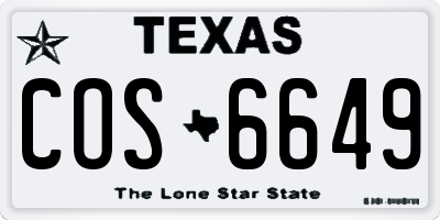 TX license plate COS6649