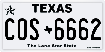 TX license plate COS6662