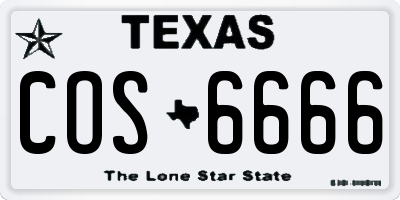 TX license plate COS6666