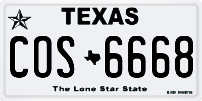 TX license plate COS6668