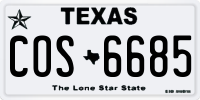 TX license plate COS6685