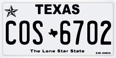 TX license plate COS6702