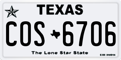 TX license plate COS6706