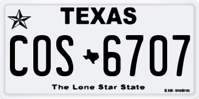 TX license plate COS6707