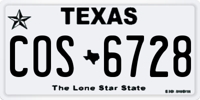 TX license plate COS6728