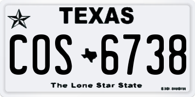 TX license plate COS6738