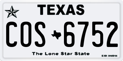 TX license plate COS6752