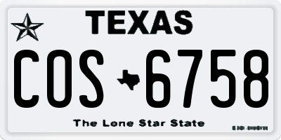 TX license plate COS6758