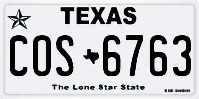 TX license plate COS6763