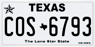 TX license plate COS6793