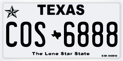 TX license plate COS6888