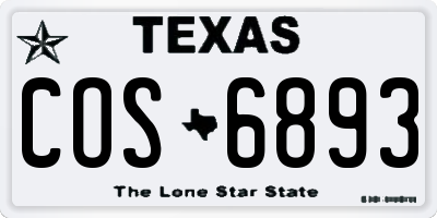 TX license plate COS6893